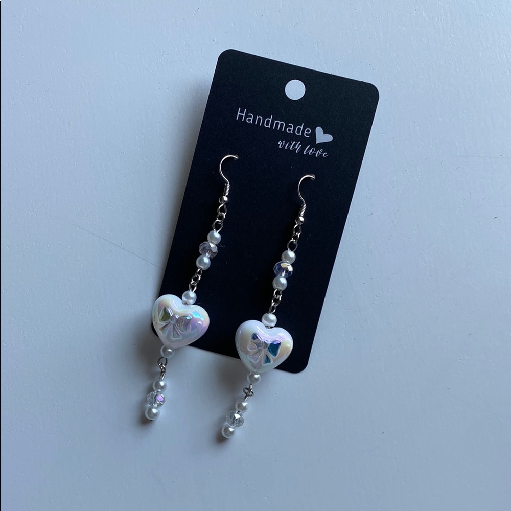 Handmade Iridescent Heart Earrings